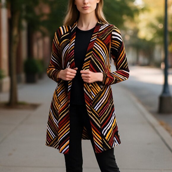 NWOT CHICO'S Mixed-Stripe Cardigan - Picture 1 of 9